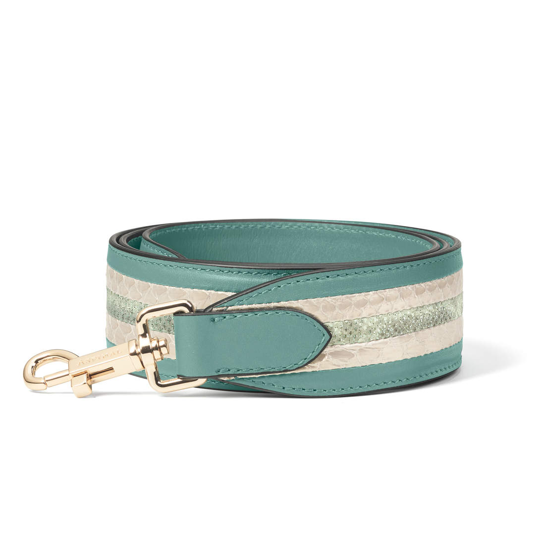 Sage Green Striped Bag Strap Aspinal of London
