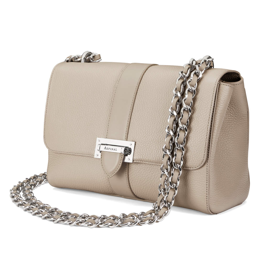 Large Lottie Bag in Soft Taupe Pebble Aspinal of London