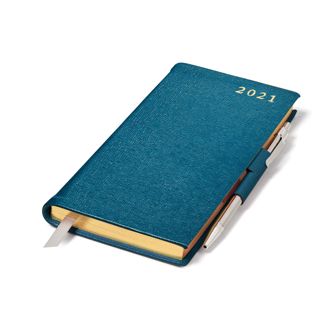 2021 Pewter Blue Slim Pocket Diary & Pen Aspinal