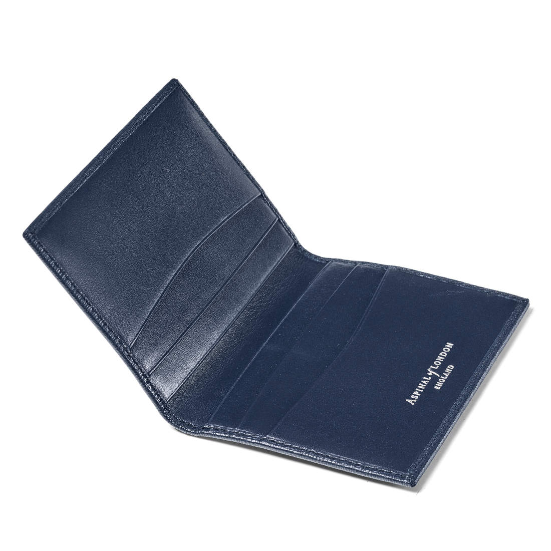Double Fold Credit Card Holder in Navy Aspinal of London