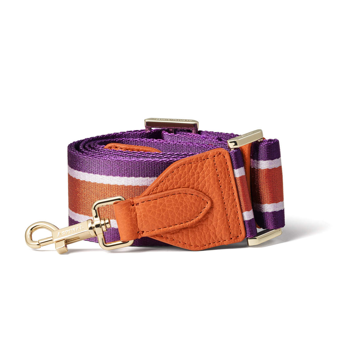 Striped bing Bag Strap in Marmalade & Plum Aspinal