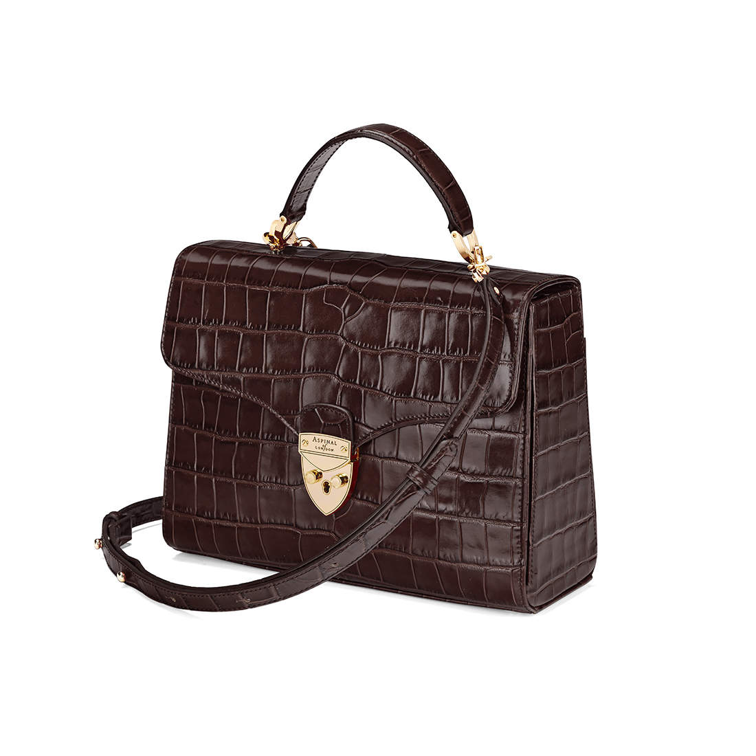 Mayfair Bag in Amazon Brown Croc Aspinal of London