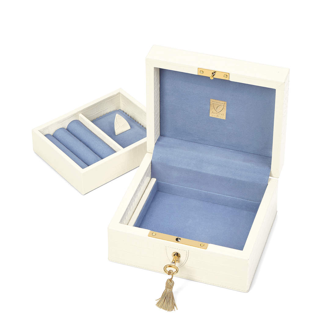 Bijou Jewellery Box in Ivory Croc Aspinal of London