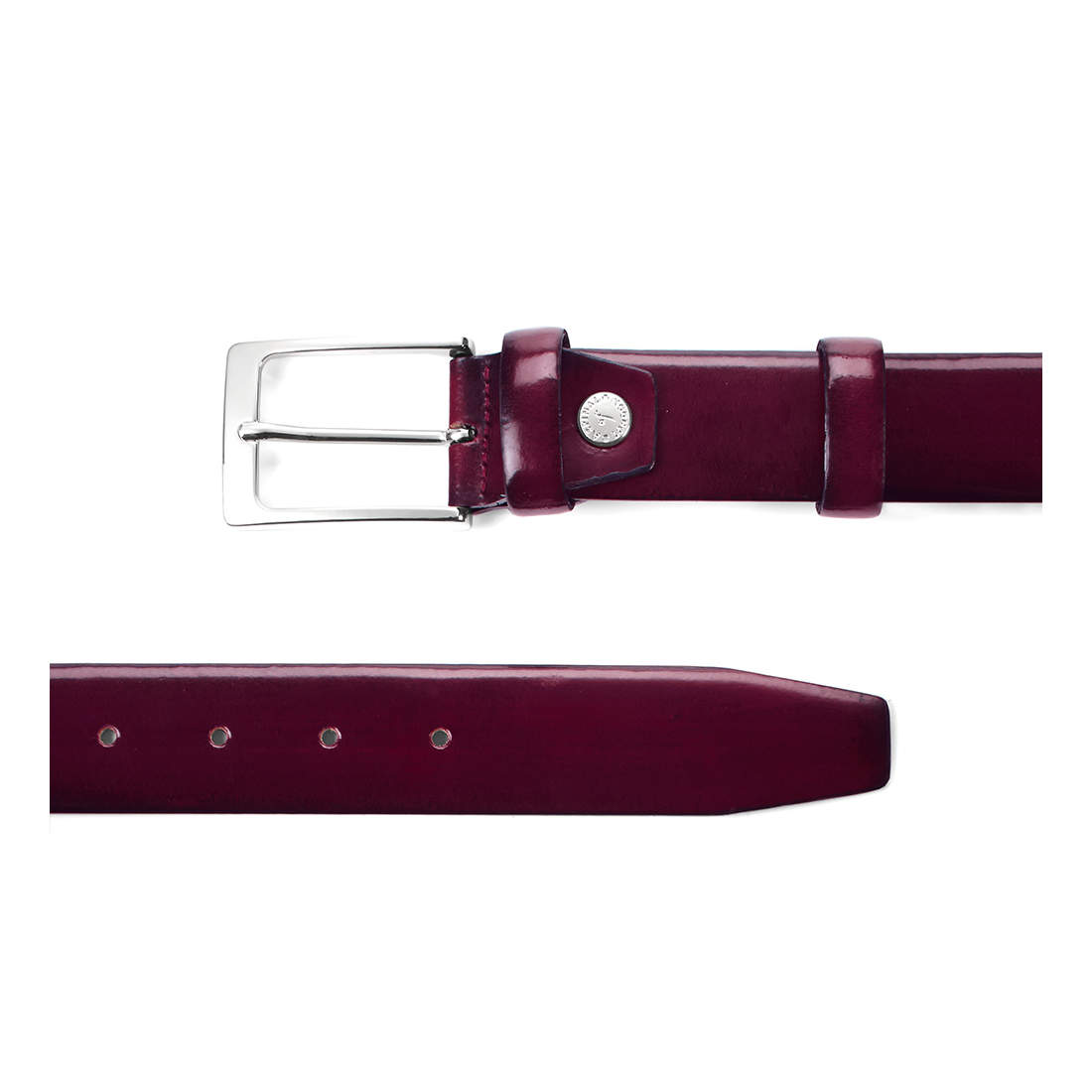 Men’s Formal Leather Belt in Burgundy Shine Aspinal