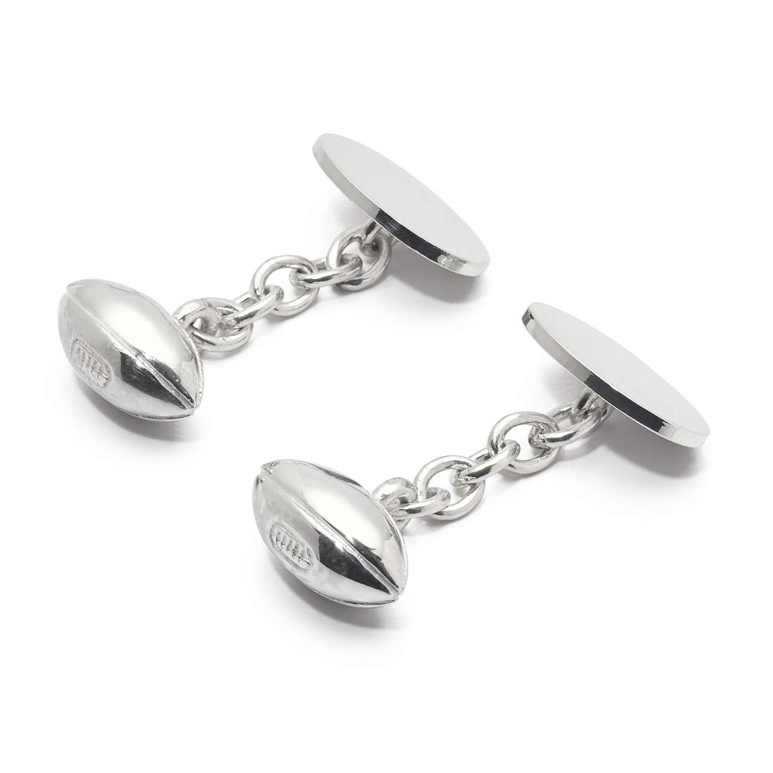 Silver Personalised Rugby Ball Cufflinks Aspinal of London