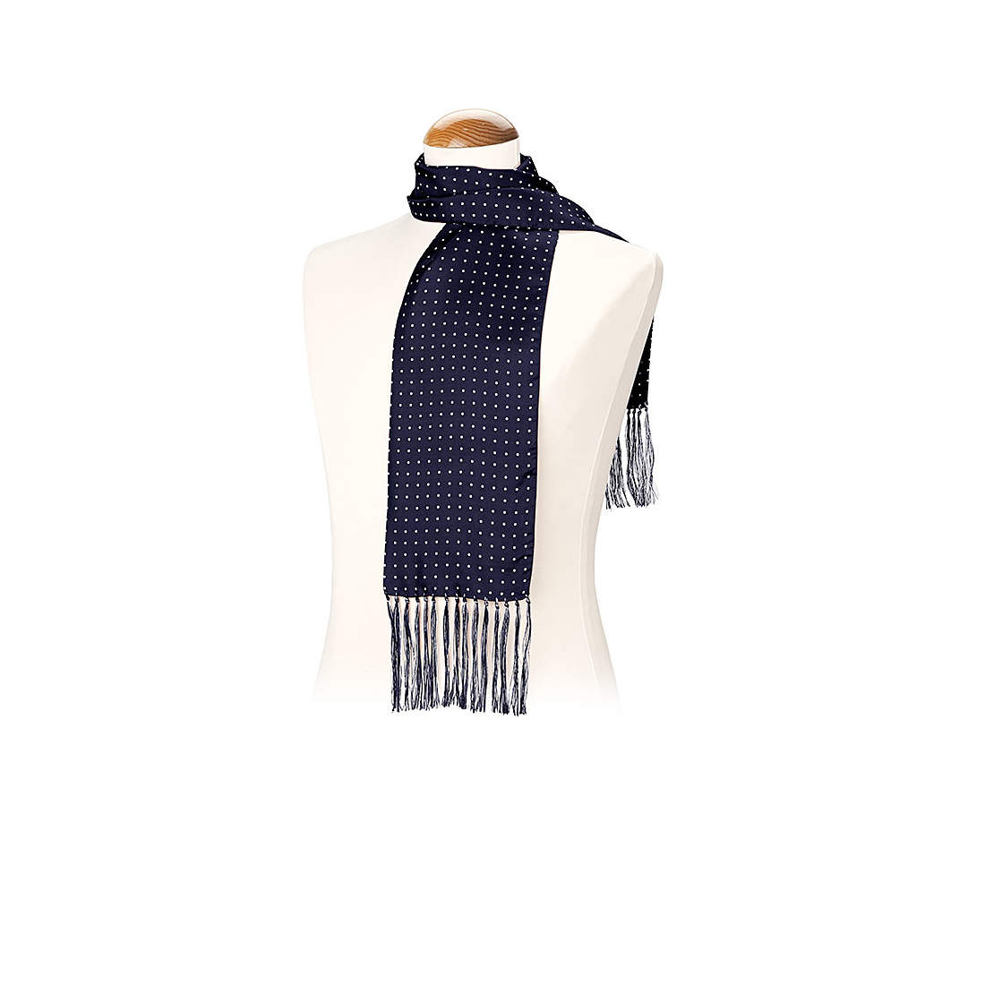 Men’s Polka Dot Silk Scarf in Navy Aspinal of London