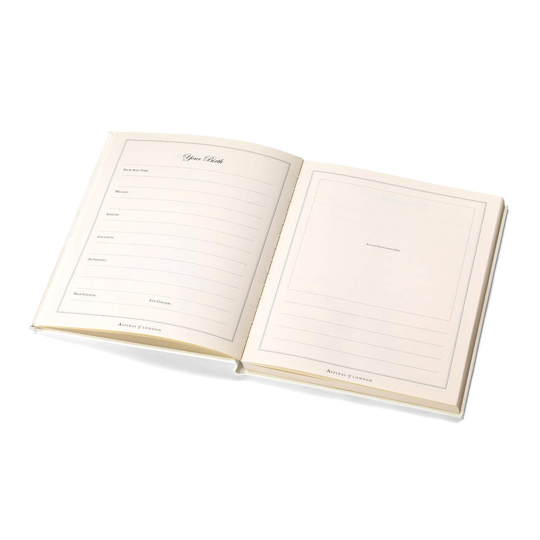 Deluxe Leather Baby Record Book in Ivory Aspinal of London