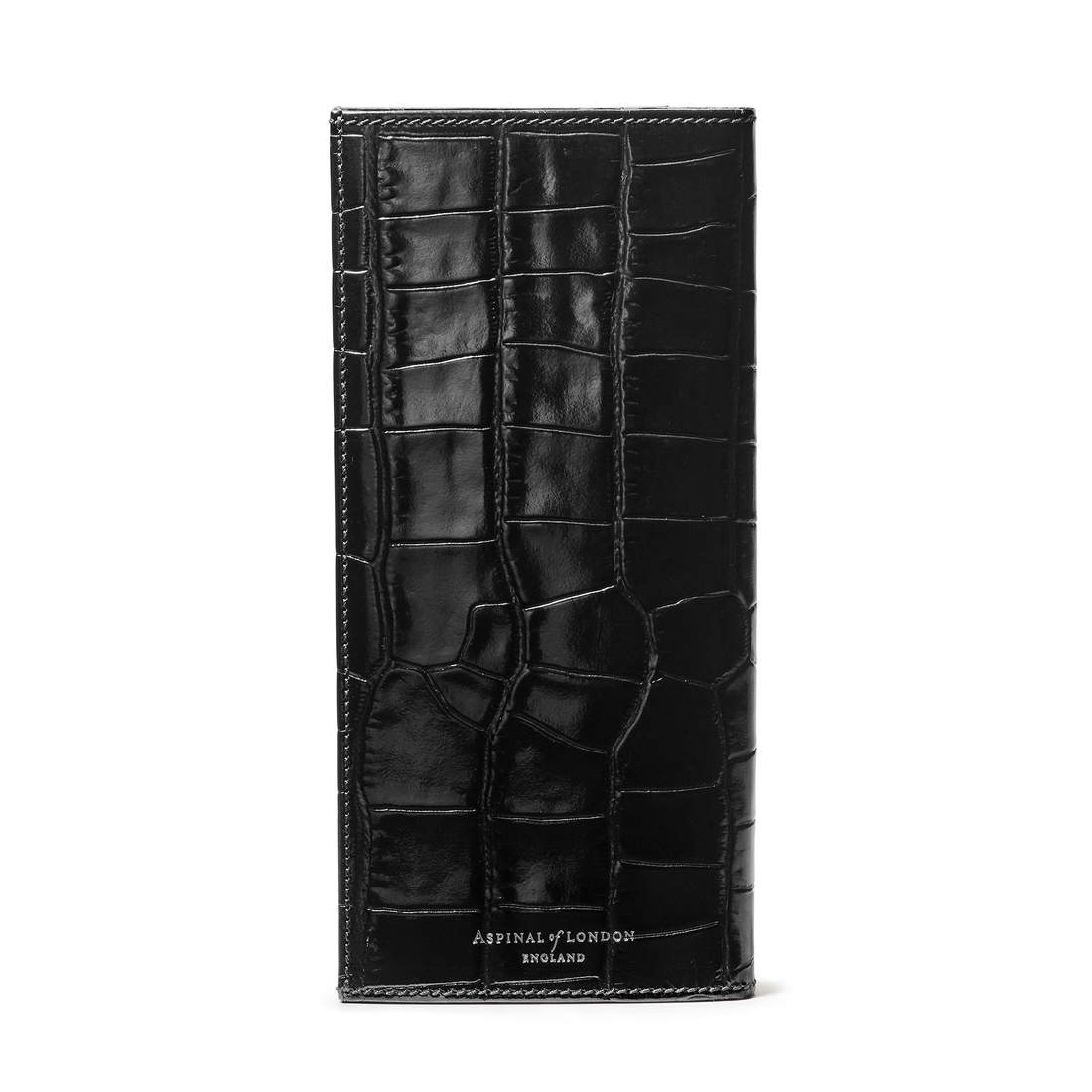 10 Card Slim Coat Wallet in Black Croc | Aspinal of London