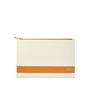 Large Essential Flat Pouch in Smooth Ivory & Mustard from Aspinal of London